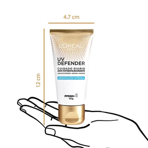 UV Defender Cuidado Facial Anti-Fotoenvejecimiento Hidratación Intensa Medidas